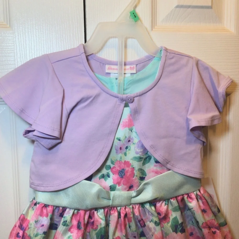 Bonnie Jean Toddler Girls Floral Printed Dress and Cardigan Set Size 3T